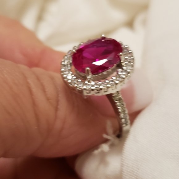 Szs 5 & 8; Simulated Red & Simulated White Diamond, 925 Silver, 5.62 CTS - Picture 3 of 8